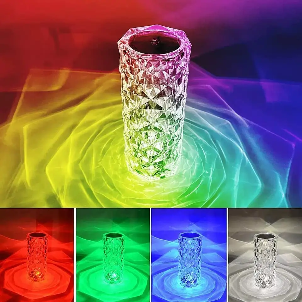 Imagem -03 - Recarregável Rgb Rose Led Night Light Mudança de Cor Crystal Touch Table Lamp Bedroom Nightstand Decoração do Natal 16 Cores