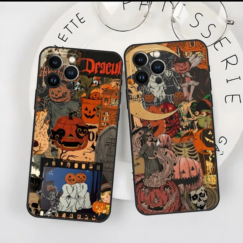 Happy Scary Halloween Phone Case For Iphone 15 13 Pro Max 14 Mini 11 12 Xr Xs 6 7 8 Plus Luxury Silicone Soft Back Cover