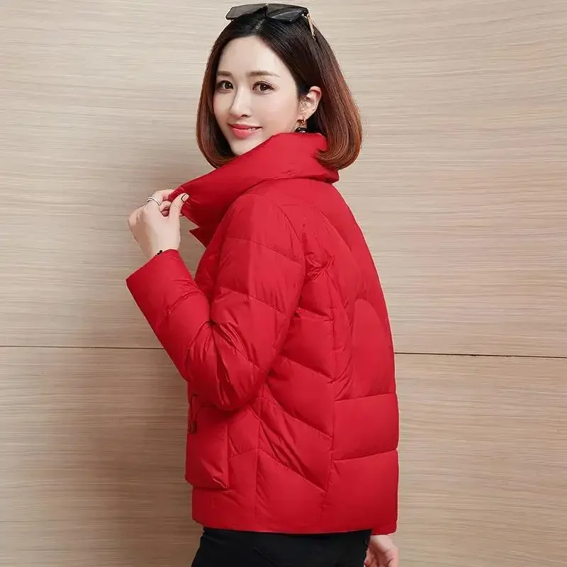 Korean Fashion Short down Jacket Women 2024 Winter Parkas Warm Padded Coat Stand Collar Thick Casual ladies Bread clothes R403