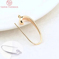 (128) 6PCS 4.5x25MM 24K Gold Color Plated Brass Earrings Hooks High Quality DIY Jewelry Making Findings