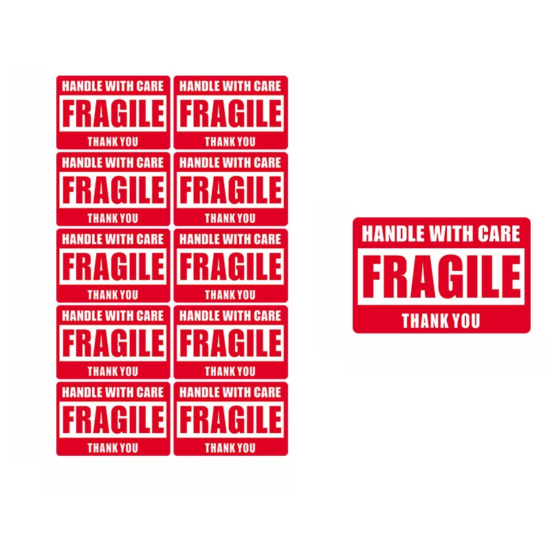 100pcs/200pcs(10Zhang/20Zhang）Fragile Label Warning Sticker，Each piece10Do Not Drop, Handle with Care Warning，Express packaging
