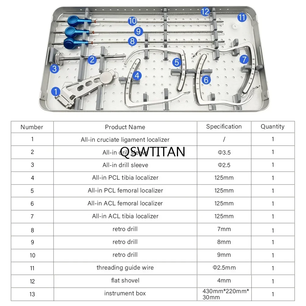 2025 NEW Orthopedic Instrument All-in Cruciate Ligament Reconstruction Instrument Set Knee Surgery Ligament Repair Veterinary