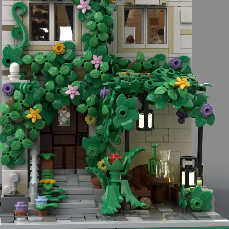 스트리트 뷰 모델 MOC 블록 구형 그린 하우스 모듈러 빌딩 모델 기술 브릭 DIY 조립 장난감 휴일 선물