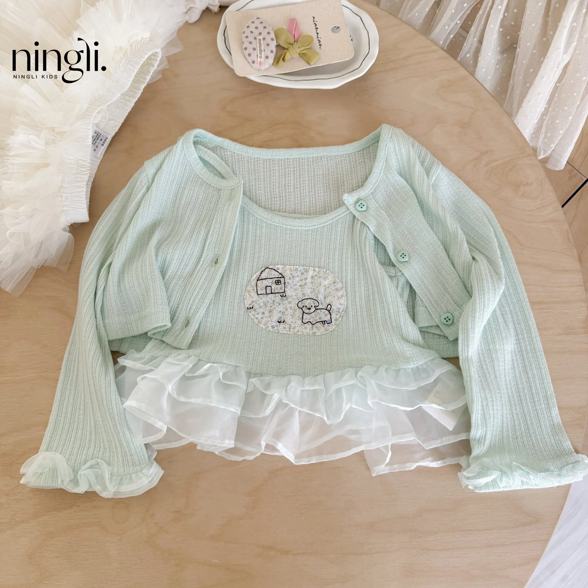 女の子スーツ2026春秋新作子供服韓国風女児ベビーネットヤー - Baby Clothing Yarn のレビューと価格
