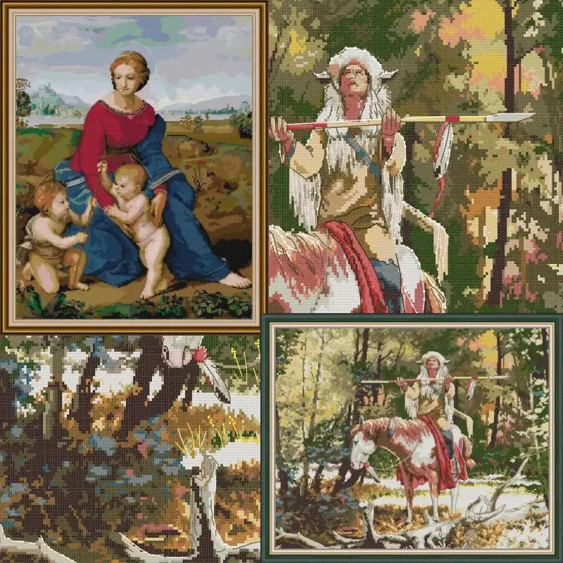 

Portrait RA30-Soulgift Pre-printed Cross Stitch Kit Easy Pattern Aida Stamped Fabric Embroidery Set-Easy To Follow-Recommend