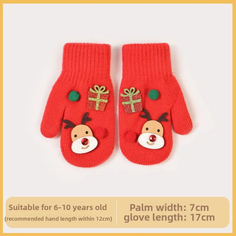 قفازات شتوية للكبار لعيد الميلاد للنساء قطعة واحدة محبوكة ومخملية حقيبة دافئة قفازات مقاومة للبرودة في الهواء الطلق