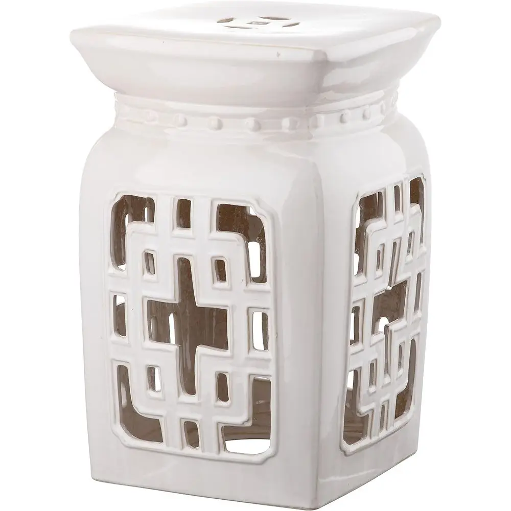 Castle Gardens Collection Beijing iligree Antique White Glazed Ceic Garden Stool