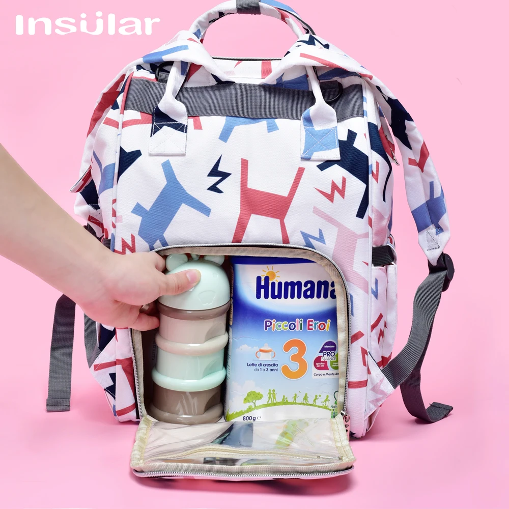 Insular Baby Diaper Bag Backpack Baby Organizer Bags with Hooks Large Capacity Stroller Travel Bag for Baby Care Nappy Bag