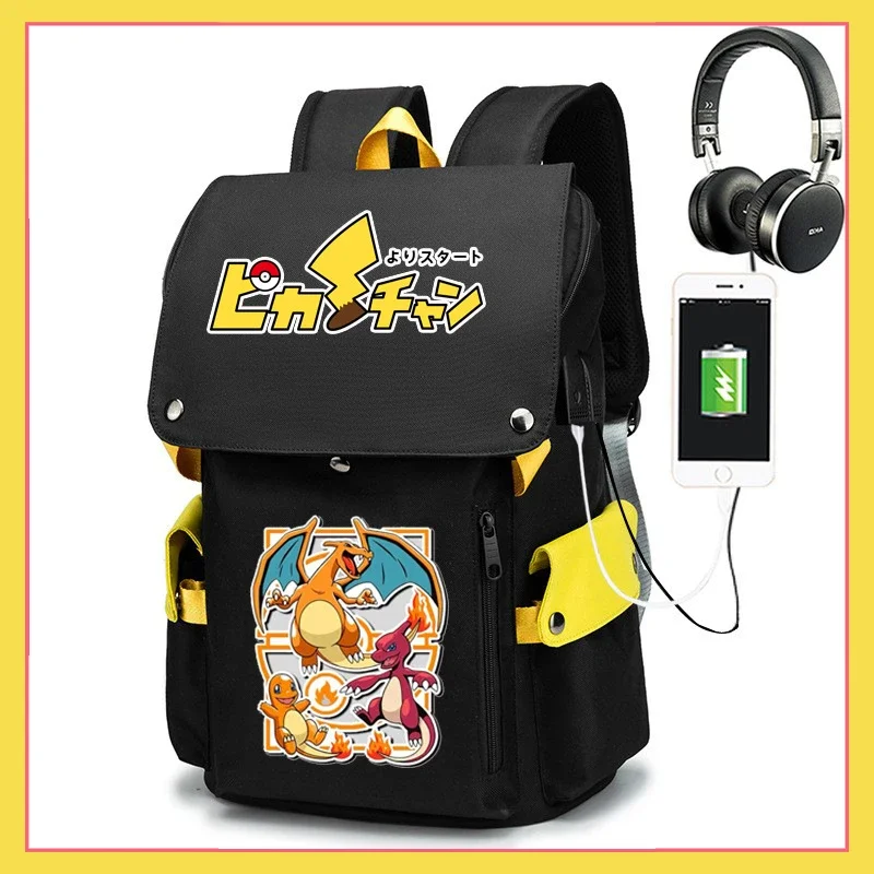 Pokemon Pikachu male and female student backpack anti-theft large capacity backpack 15.6-inch computer bag children's gift