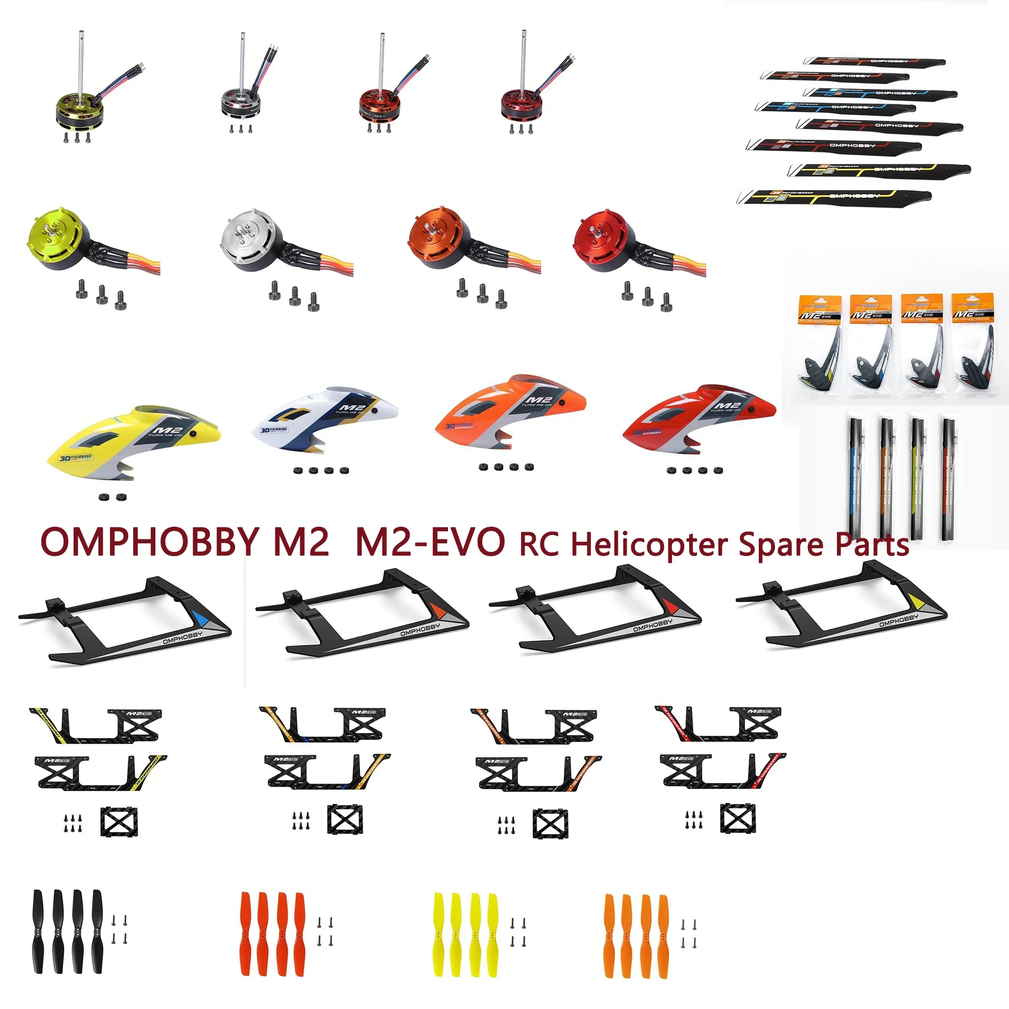 

OMPHOBBY M2 EVO M2-EVO RC Helicopter Spare Parts Umbrella Propeller Tail Vane Wing Landing Gear Motor Servo Tie Rod Set Parts 1