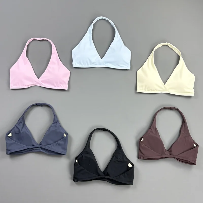 Women Gym Bra Backless Fitness Top Removable Pad Yoga Wear Stretchy Tight Fit Sportswear Pilates Casual Running Workout Bra