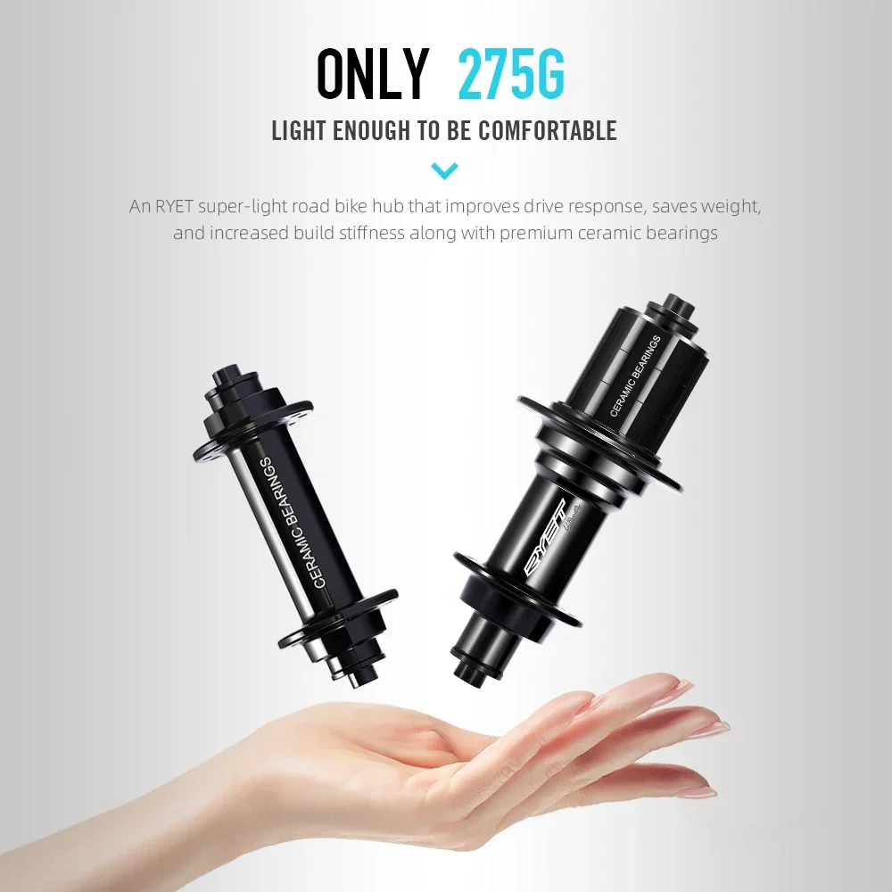 

RYET 20H/24H Ceramic Bearings Hubs Road Bike Hubset 6 Pawls 275g J-bend Racing Hub R13 Racing CUBE Bicycle Cycling Accessories