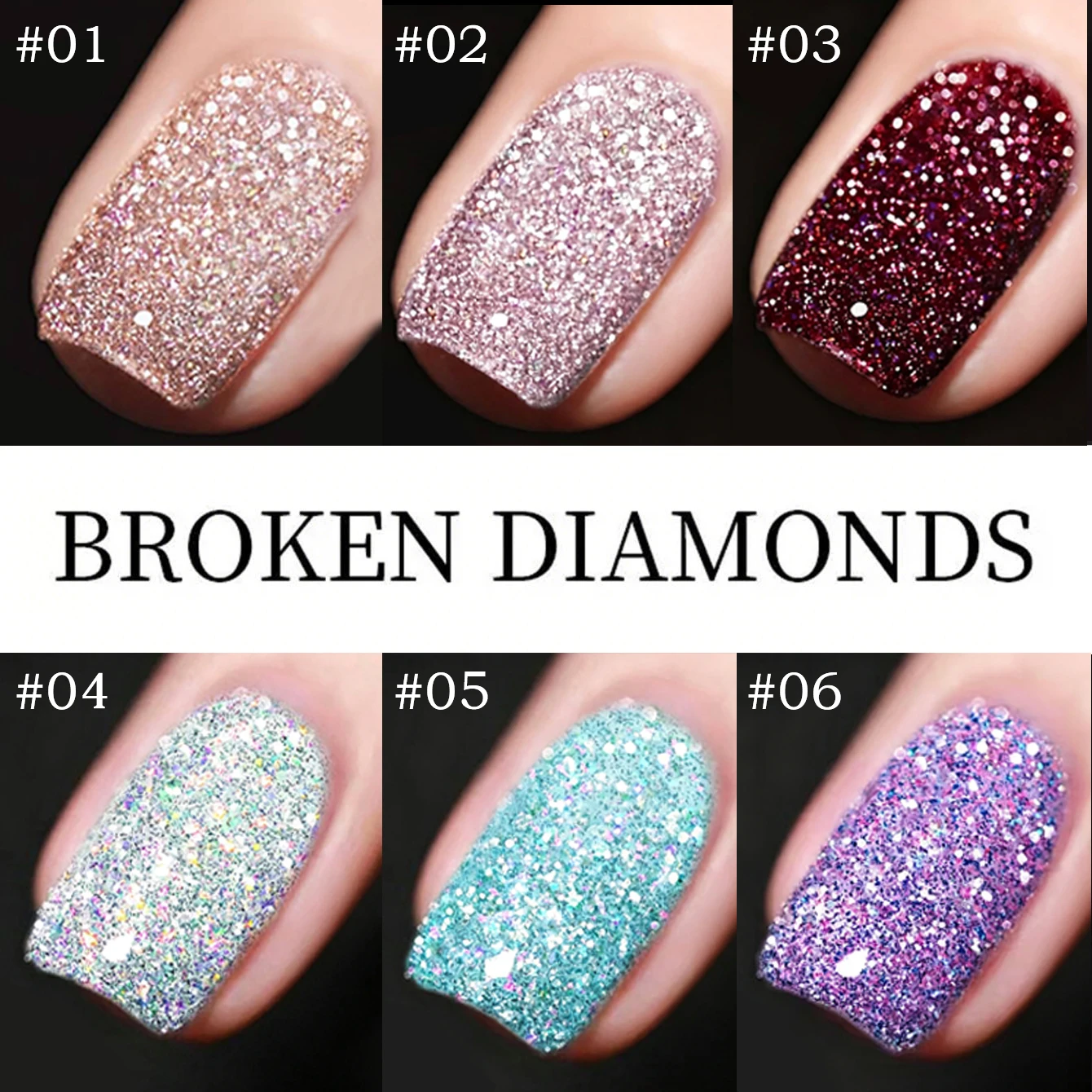 2026 New Whitening High-density Opal Stobe 6 Color Diamond Gel Nail Polish Super Flash Reflective Sparkling Glitter Nail Art