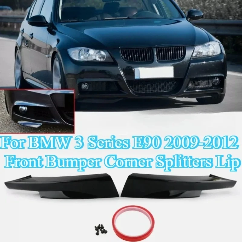 

For BMW 3 Series E90 2009-2012 Front Bumper Corner Splitters Lip Spoiler Aero Kit Body Trim Cover PP Plastic Painted/Unpainted