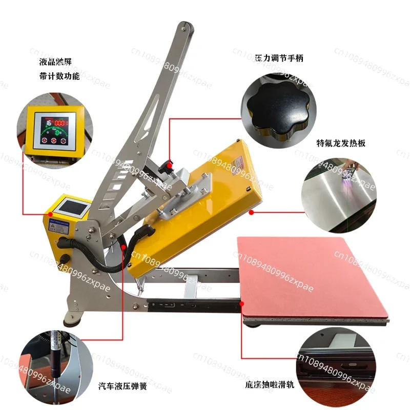 High Pressure Flat Manual Heat Press Machine 38*38cm 40*60cm Heat Transfer Machine for T Shirt Printing