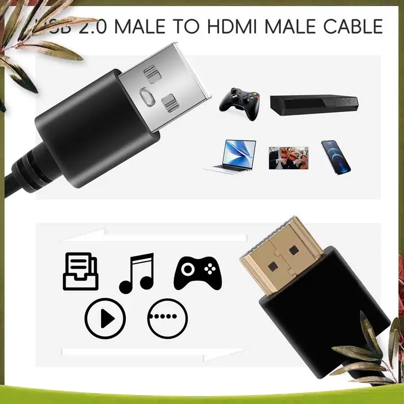 

New- 1.4 Male To USB 2.0 Plug Adapter Connector Charger Converter Cable