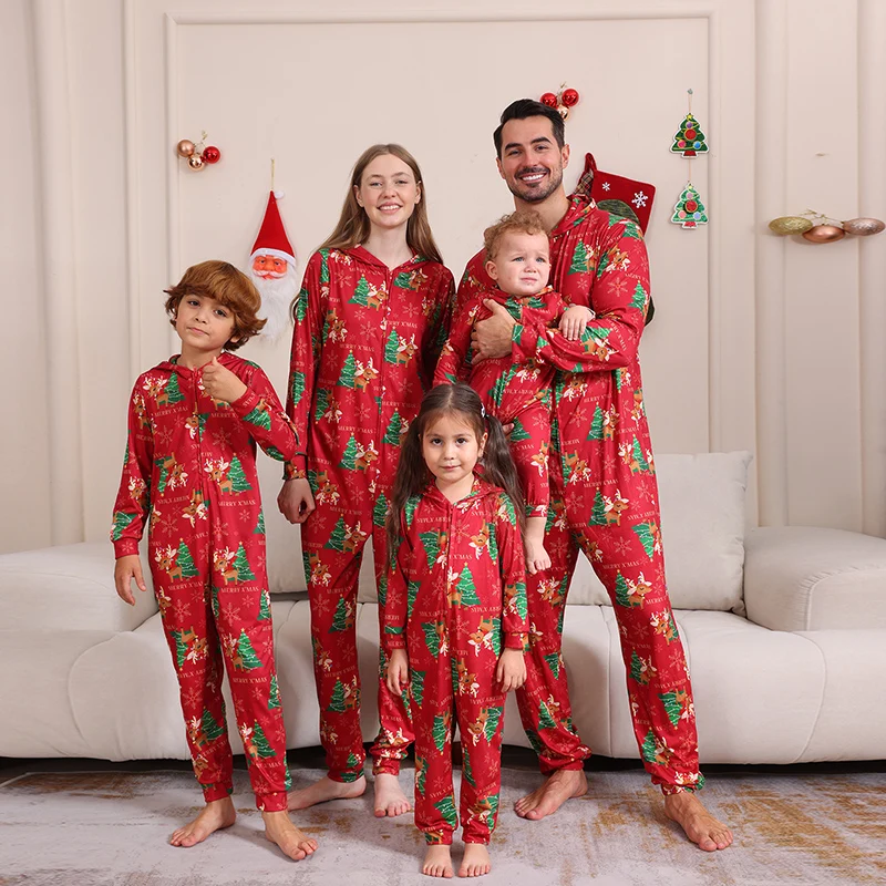 Father Mother Children Baby Sleepwear Daddy Mommy and Me Xmas Pyjamas Clothes 2024 Christmas Deer Family Matching Pajamas Sets