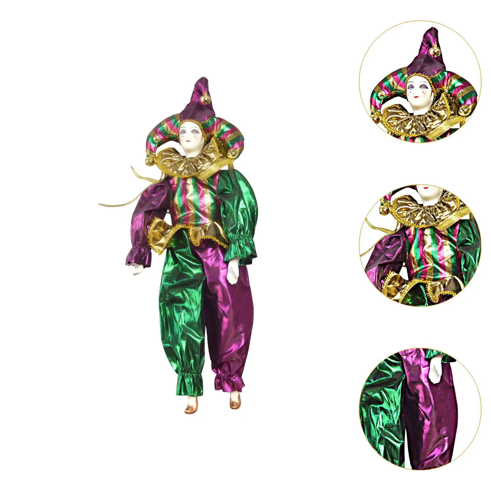 Boneca palhaço de porcelana resistente boneca arlequim para decoração de casa de mesa