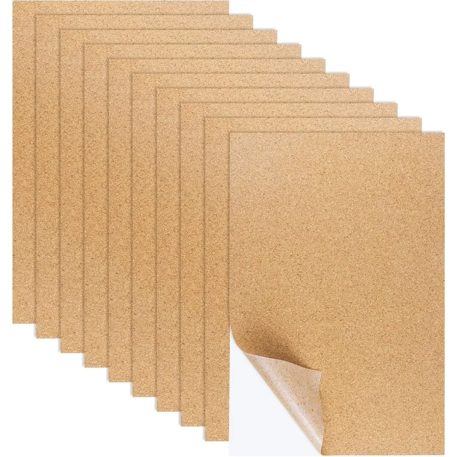 

10 PCS Self-Adhesive Cork Sheet 11.8 X 8.26 Inch Cork Sheet with Strong Adhesive Backingt for DIY Coasters Wall r Craft Project