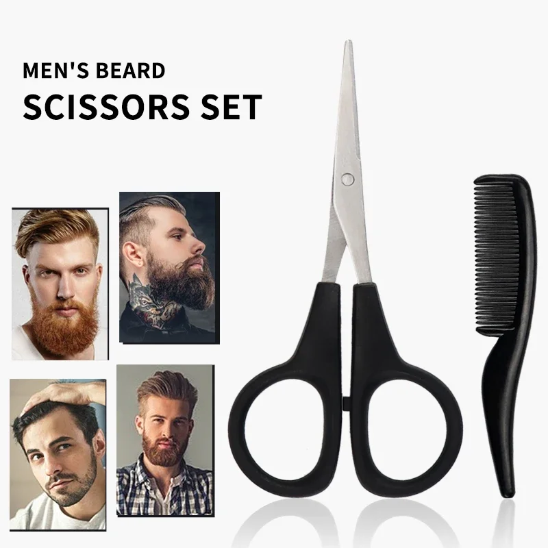 

Мужской набор для стрижки бороды, 2 шт., домашний мини-набор для стрижки бороды, расческа для бороды, ножницы для ремонта, специально для париков из натуральных волос