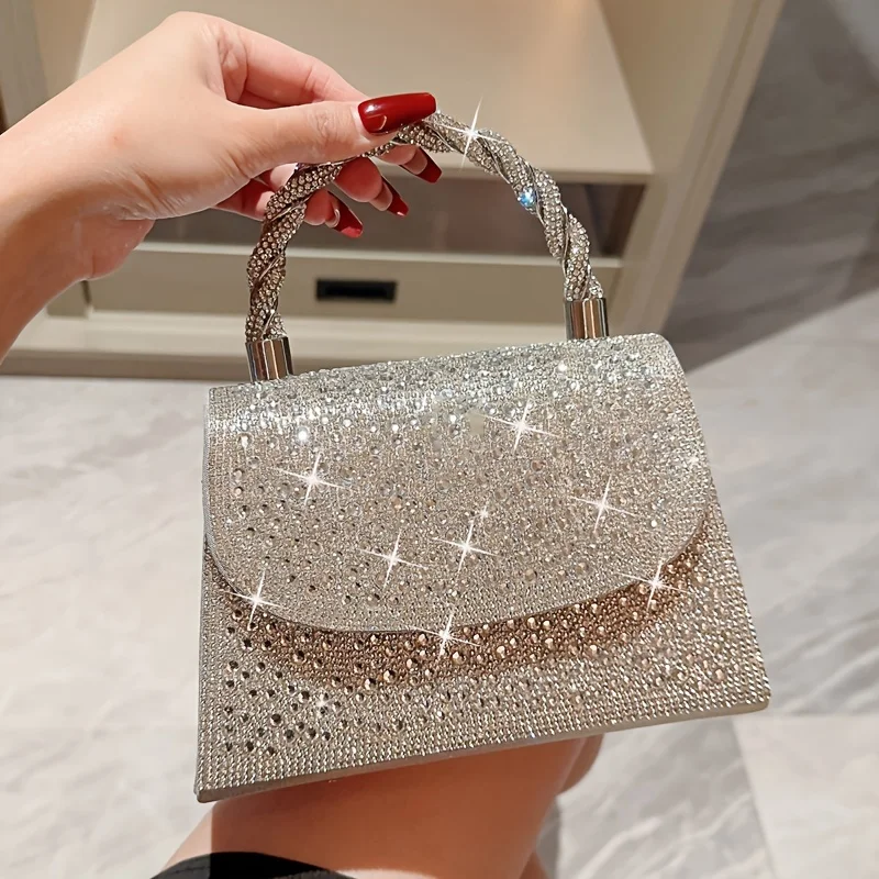 Bolso de Mano de Lujo para Mujer con Pedrería, Cartera de Noche con Cristales, Bolso de Invitada para Boda, Bolso de Fiesta para Cóctel, Accesorios de Moda