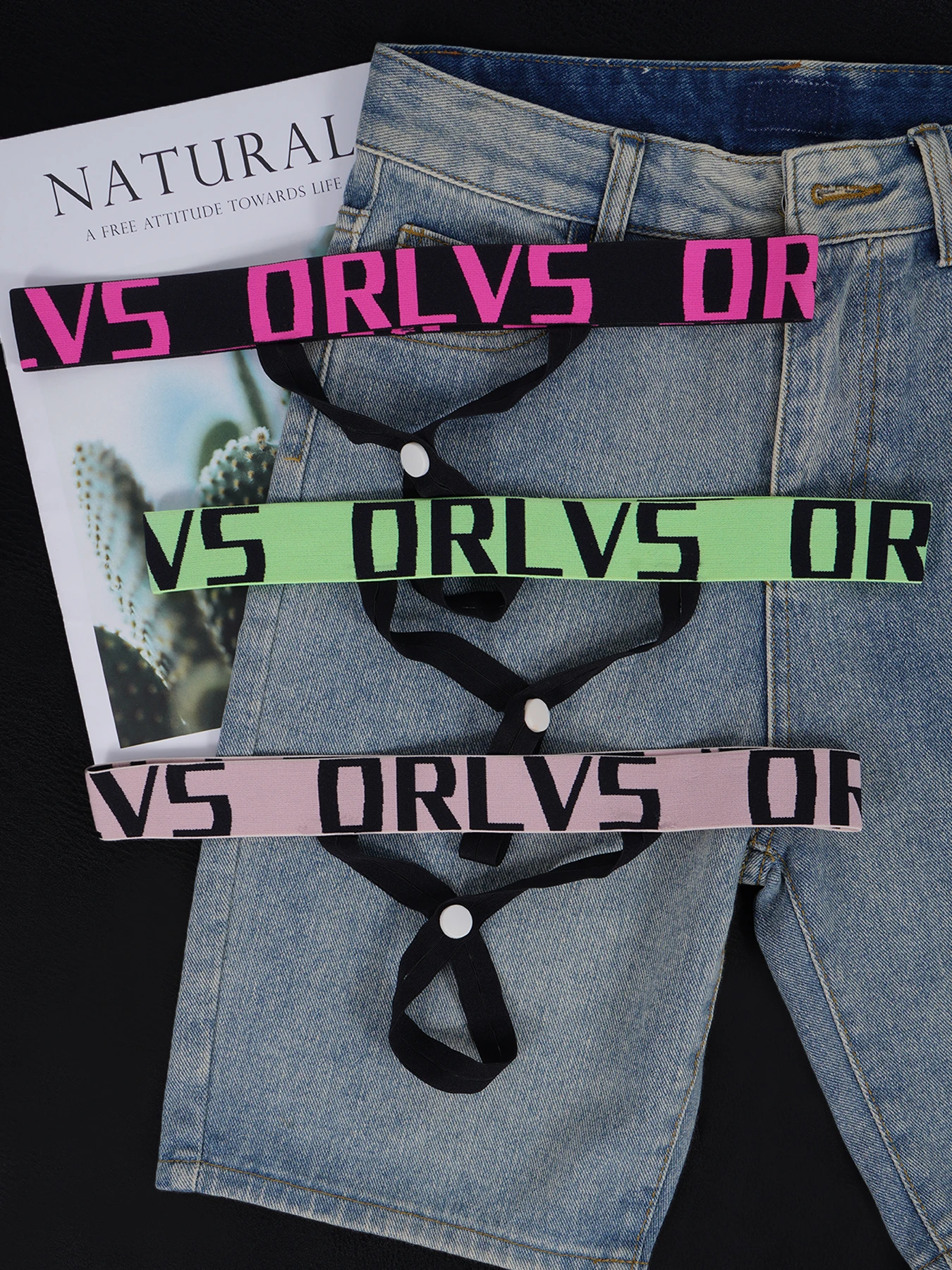 3 PCS Men's ORLVS Letter Waistband Sexy Jockstraps Multicolor Removable Snap Crotch Underwear
