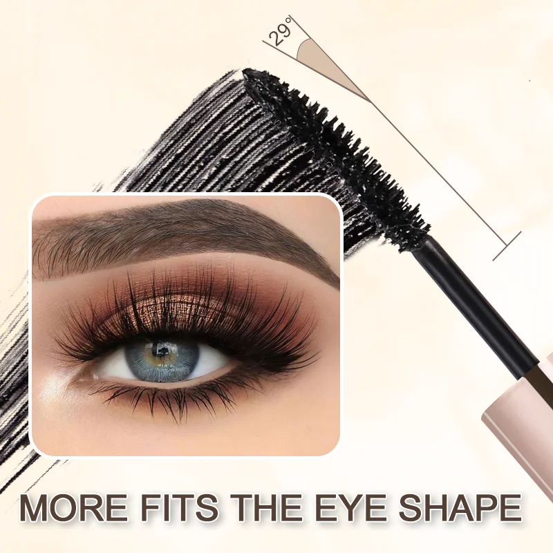 ماسكارا سوداء مقاومة للماء برؤوس فرشاة مزدوجة، تكثيف وتطويلها، تجعيد وتنعيمها، سريعة الجفاف، خالية من التكتل #4