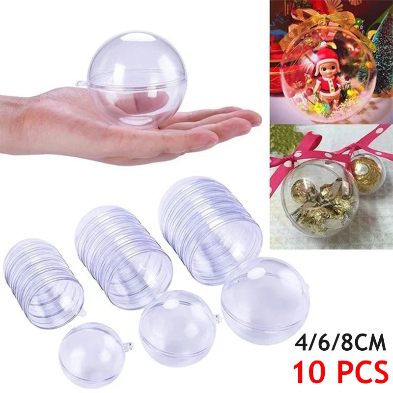 10pcs Transparent Plastic Christmas Balls, Christmas Tree Hanging Decorations, Wedding, Party, and Vacation Home Decorations image 3