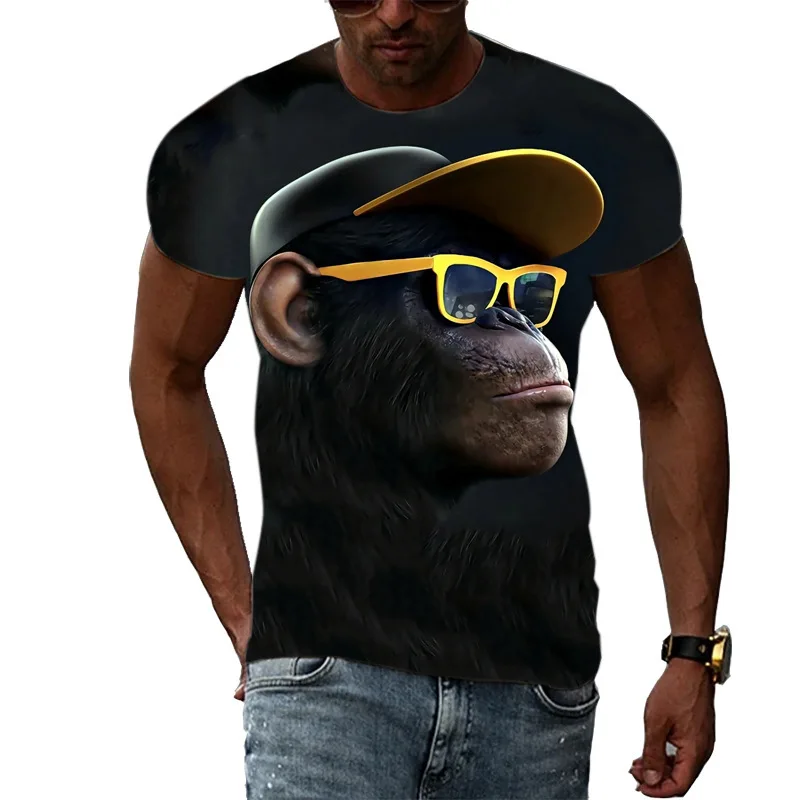 Men\'s T-Shirt for Men Funny Gangster Gorilla 3D Printed T Shirt Summer Top Short Sleeve Clothes Casual Tee Shirt Streetwear