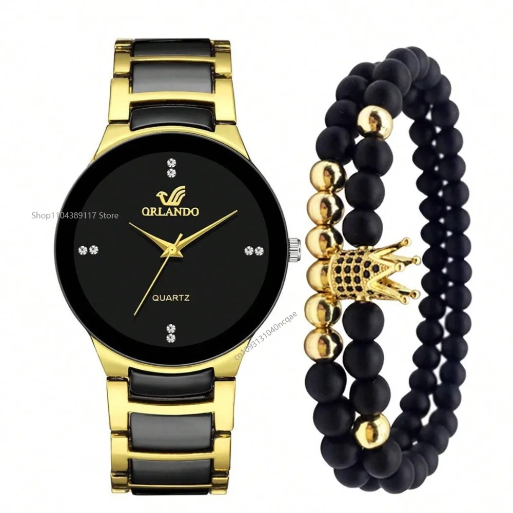 

Модные мужские часы, роскошные кварцевые наручные часы из нержавеющей стали, мужские деловые повседневные часы, набор браслетов, Reloj Hombre ساعات