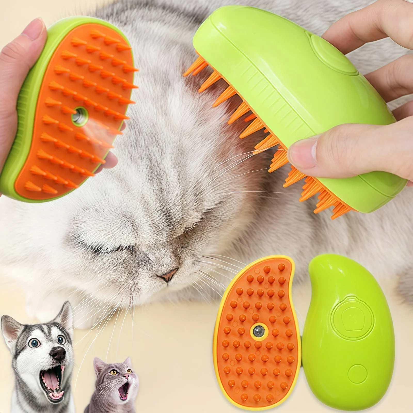 Cat Steamy Brush 3 in 1 Grooming Steam Brush Electric Sprayer for Massage Pet Dog Grooming Shedding Hair Cleaning Massage Combs