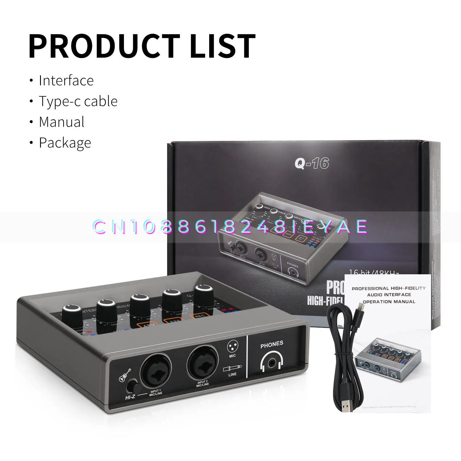 Professional Sound Card High-quality Audio Interface for Recording Studio Small Computer Live Sound Card Mixer Q16