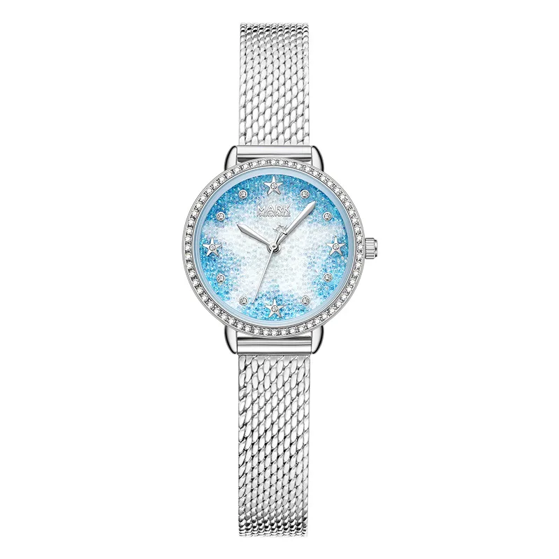 Fashion Diamond Studded Quartz Watch for Women with Gift Steel Strap and Waterproof Clasp Wristwatch