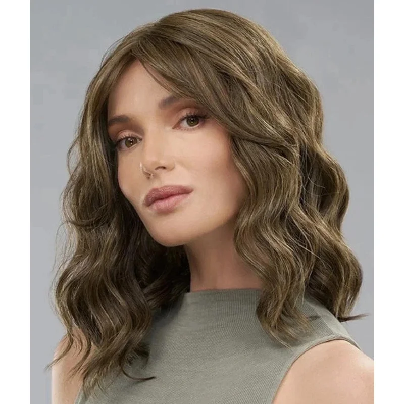 

New Fashion Womens Long Natural Dark Brown Wavy Wigs 14 In