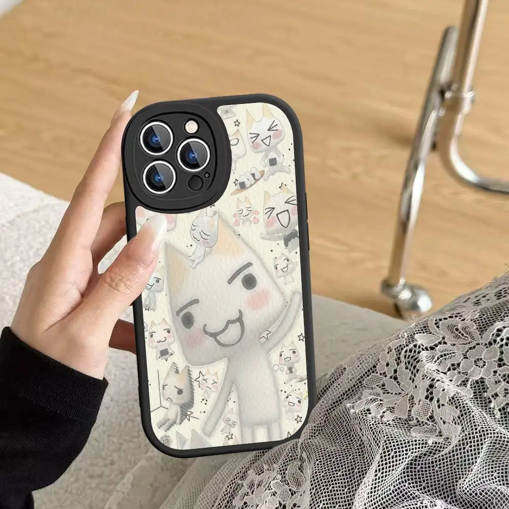 Cute White Cat Toro I-inoue Phone Case For IPhone 16 15 14 13 12 11 Pro Max Plus Shockproof Leather Cover