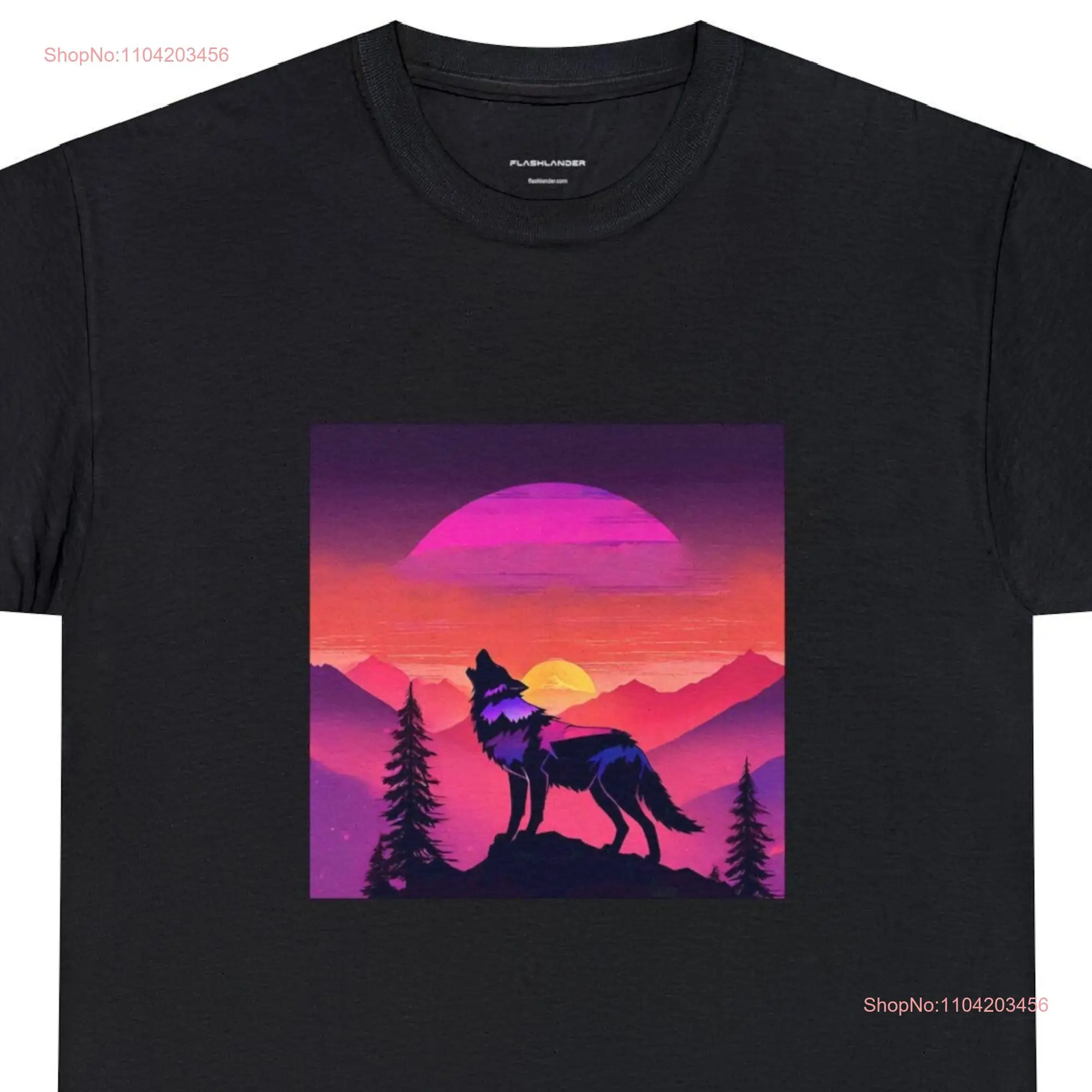 WOLF MAJESTIC SHIRT Sunset T Animal Lover Palm Tree  Organic Cotton Camping  long or short sleeves