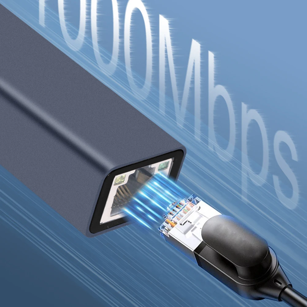 유선 LAN 어댑터, 알루미늄 합금 C타입-RJ45 기가비트 이더넷 C타입-이더넷 어댑터, 데스크탑 네트워크 카드, 10, 100, 1000Mbps