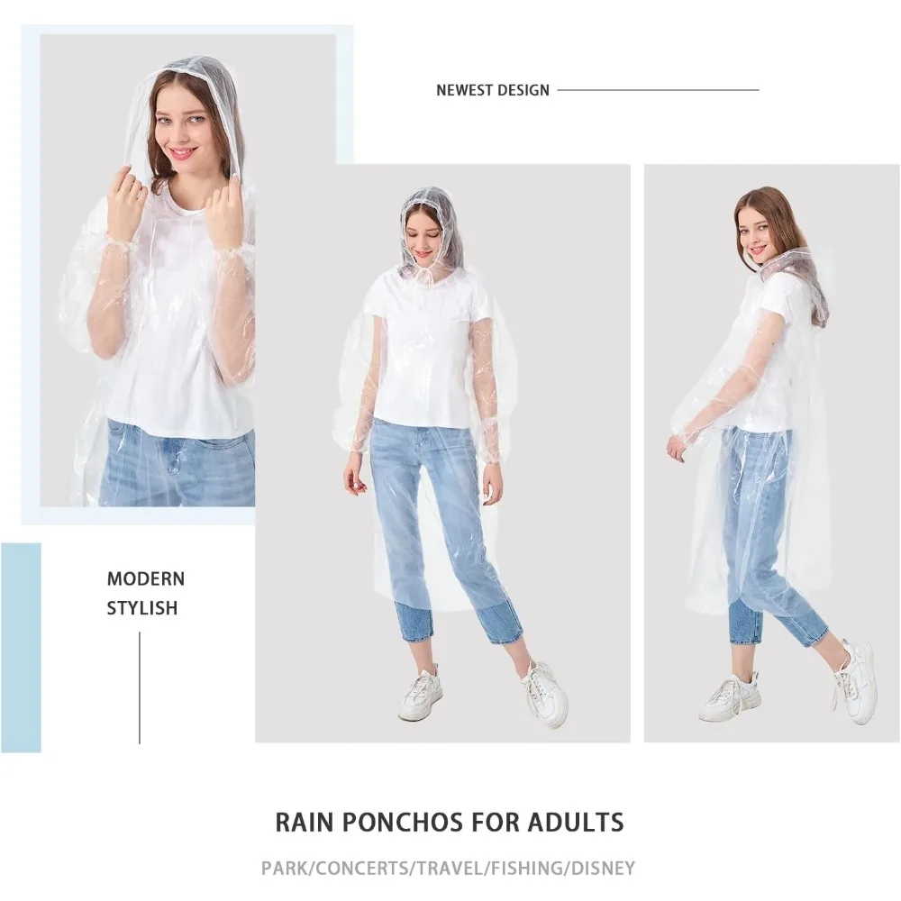 عائلة عباءات المطر للاستعمال مرة واحدة 6 عبوات/بالغين 4-10 عبوات/أطفال 6 عبوات-50% أكثر سمكًا مع الأكمام #5
