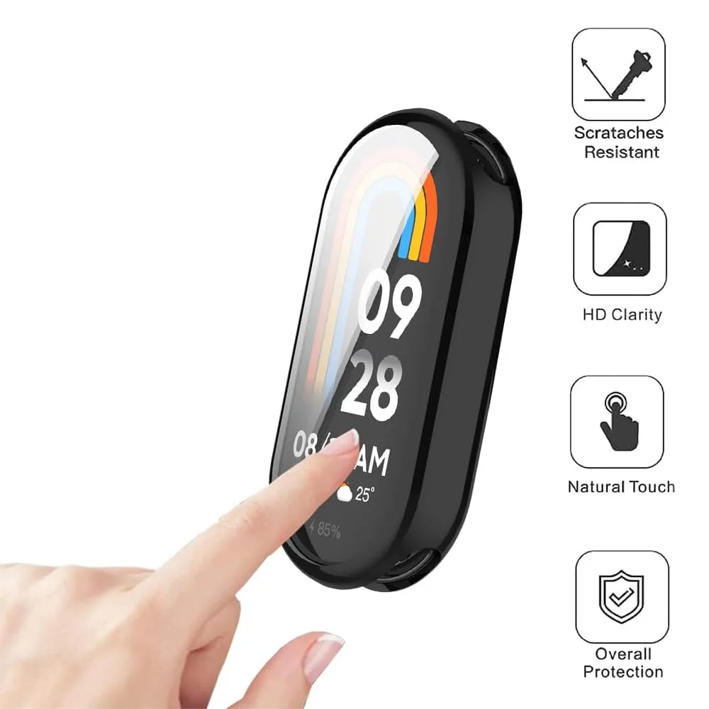 Waterproof Soft Case with Screen Protector for Xiaomi Mi Band 9 Ceramic Special Edit Ultra-Thin TPU Protective Cover Mi Band 8