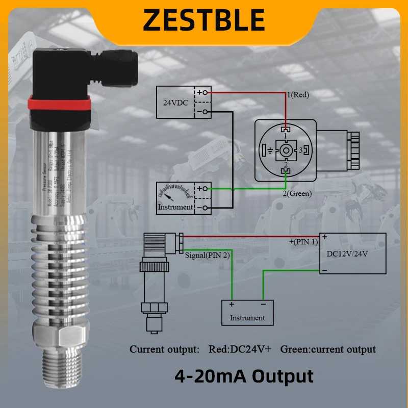 High Temperature Pressure Sensor 4-20mA RS485 Output 1000bar With 1M Cable G1/4 DC24V High Temperature Pressure Transducer