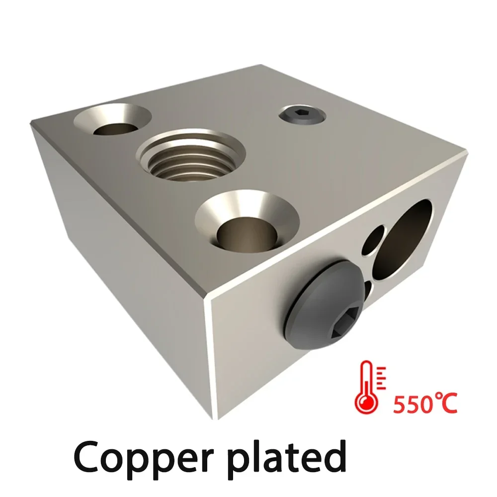 CR10 Aluminum / Brass / Plated Copper Heated Block With Sock for Ender 3 V2 Cr10 3D Printer Extruder Hotend Bi-Metal Heatbreak