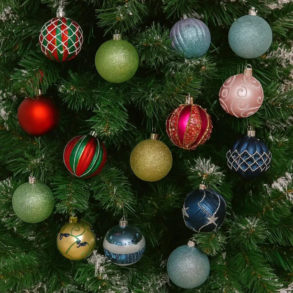 

6cm Painted Christmas Ball Electroplated Colorful Christmas Hanging Ball DIY Crafts Plastic Xmas Tree Decoration