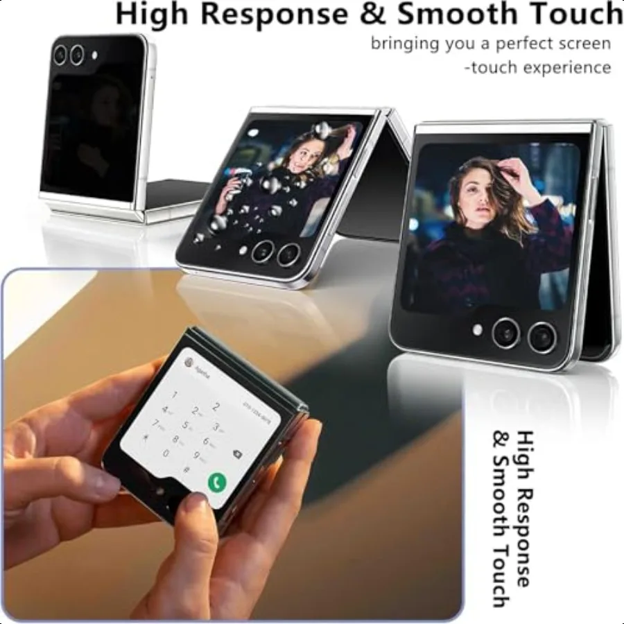 [عبوة من قطعتين] واقي شاشة الخصوصية لهاتف Motorola Razr Ultra 2025، شاشة داخلية غير لامعة، طبقة من مادة TPU + واقي شاشة خارجي مضاد للتجسس