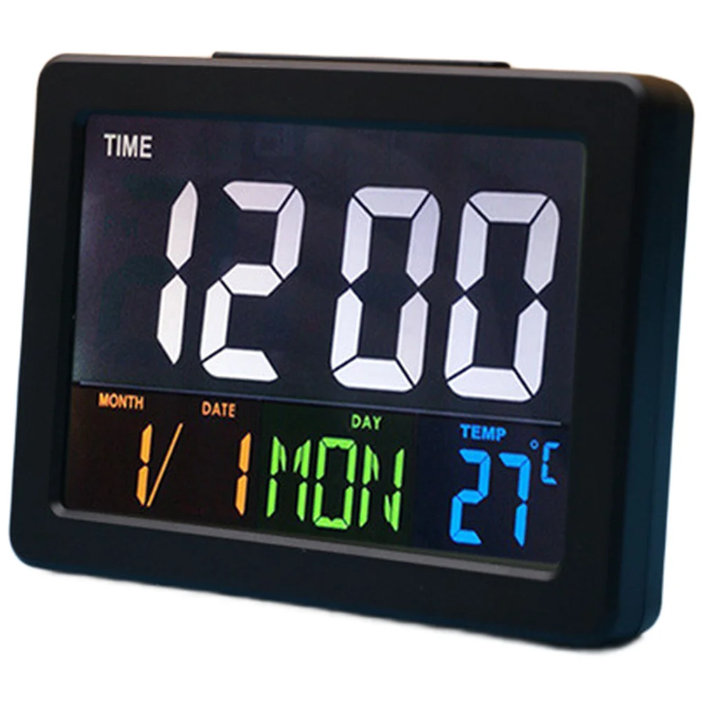 Bedroom Time Display Color LCD Clock For Bedroom Backup External Power Option Bright Backlight For Home Bedroom