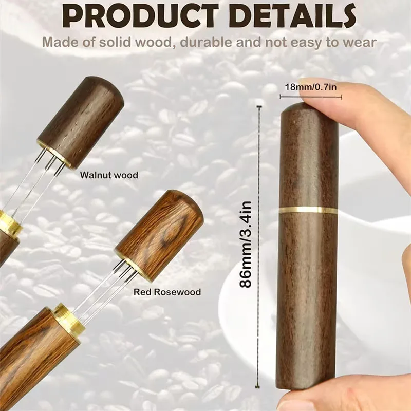 2Pcs Espresso Coffee Tool Set Wooden WDT Distribution Needle and Silicone Portafilter Tamping Station for Barista Coffee Making