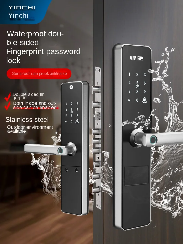 Yy Double-Sided Fingerprint Password Lock Household Anti-Theft Door Smart Lock Stainless Steel Door Lock