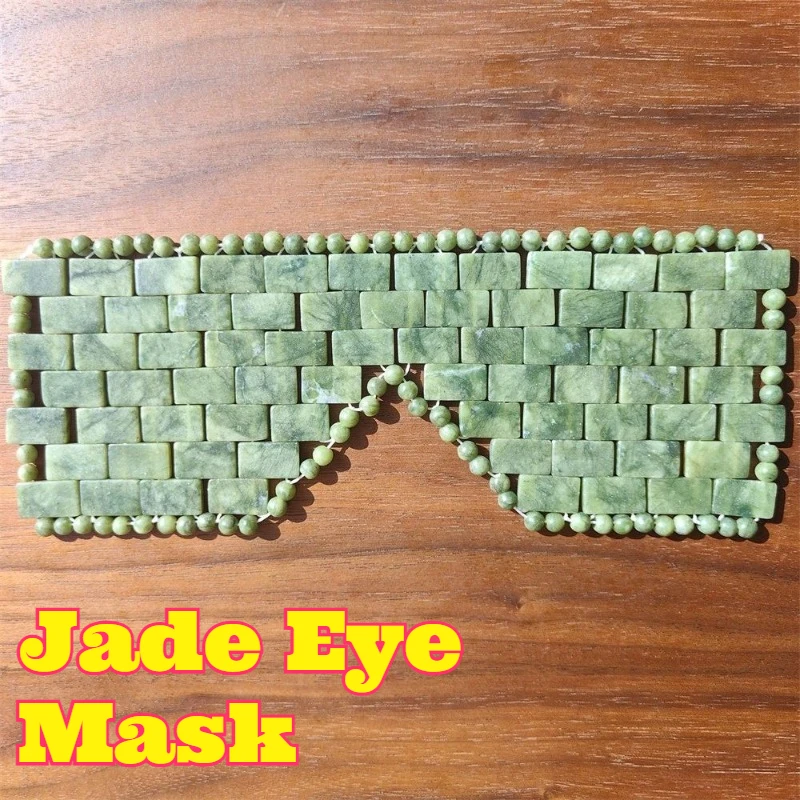 Ade Eye Mask Natural White Green Jade Stone Eye Cover Ice Cold Compress Handmade Bulk Wholesale Cooling Spa Sleep Beauty Relax
