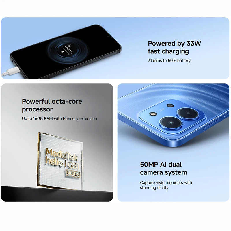 الإصدار العالمي من الهواتف الذكية Xiaomi Redmi 15C NFC 6.9 بوصة MediaTek 1920X1080px هاتف محمول كاميرا AI مزدوجة 50MP 6000mAh بطارية جديدة #3