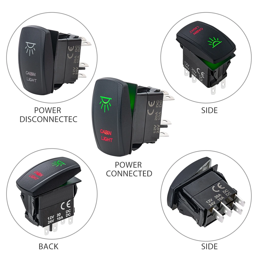 STTL   Auto Switch Panel on Off SPST 12V-24V Rocker Switch for Marine ATV Boat Truck RV