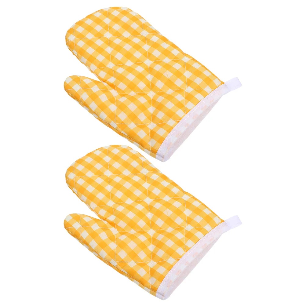 2 Pcs Oven Mitts Heat Resistant Glove Baking Mittens Micro-wave Microwave Thickened Polyester for Cooking